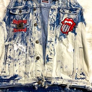 XL IMPERIOUS Denim Vest Hipster Rock Punk Grunge Bleach